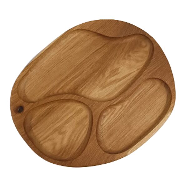 Wooden plate 3-part round 