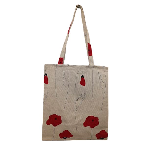 Shopping bag with printed poppies