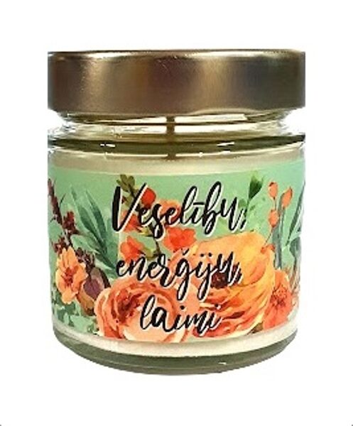 Palm wax candle in a jar with essential oil.